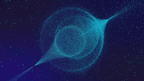 A glowing cosmic sphere appears from a stream of blue-colored particles in space Stock Footage 253512868