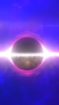Glowing cosmic sphere emitting intense energy surrounded by a vibrant purple  Illustrazione stock