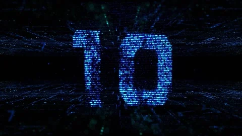 Glowing Countdown on Blue Technology Digital Background Stockbeeldmateriaal 147061357