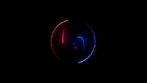 Glowing countdown ten to zero animation. Neon circle timer on black background. Stock Footage 300350716