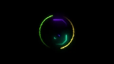 Glowing countdown ten to zero animation. Neon circle timer on black background. Stock Footage 300350722