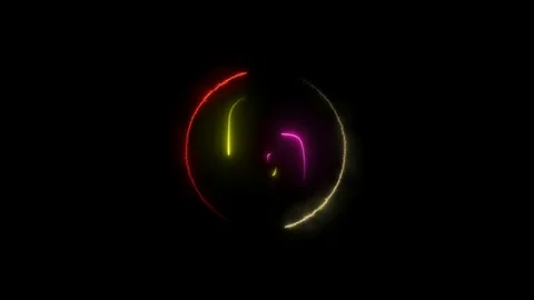 Glowing countdown ten to zero animation. Neon circle timer on black background. Stock Footage 300350725