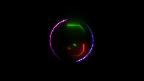 Glowing countdown ten to zero animation. Neon circle timer on black background. Stock Footage 300350730
