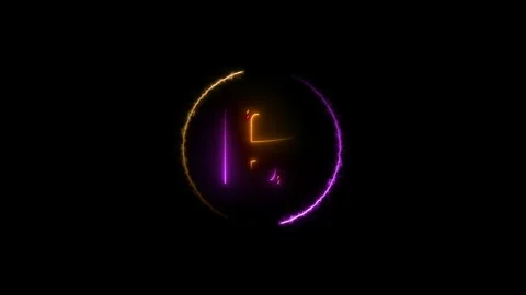 Glowing countdown ten to zero animation. Neon circle timer on black background. Stock Footage 300350732