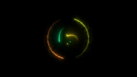 Glowing countdown ten to zero animation. Neon circle timer on black background. Stock Footage 300350742