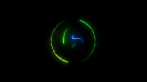 Glowing countdown ten to zero animation. Neon circle timer on black background. Stock Footage 300350749