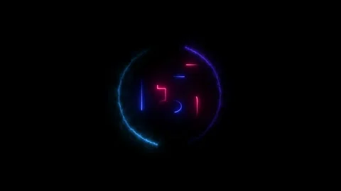 Glowing countdown ten to zero animation. Neon circle timer on black background. Stock Footage 300350751