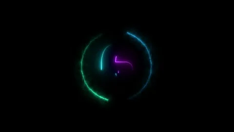 Glowing countdown ten to zero animation. Neon circle timer on black background. Stock Footage 300350752