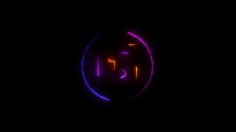 Glowing countdown ten to zero animation. Neon circle timer on black background. Stock Footage 300350755