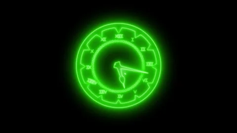 Glowing Countdown Time Concept Animation with Rotating Clock Hands Isolated Stock Footage 337020023