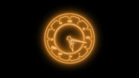 Glowing Countdown Time Concept Animation with Rotating Clock Hands Isolated Stock Footage 337020046