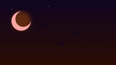 A glowing crescent moon shining bright in the deep dark midnight sky Stock Footage 339618799