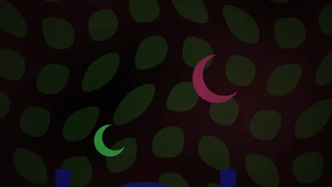 Glowing crescent shapes on dark background with green spots. Stock Footage 335951985