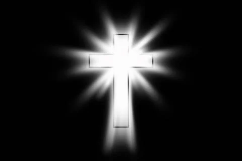 Glowing cross on a black background. Stock Illustration
