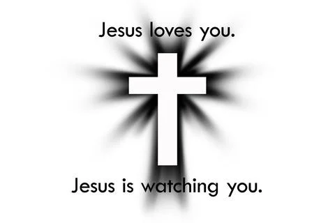 Glowing cross on a white background. 스톡 일러스트