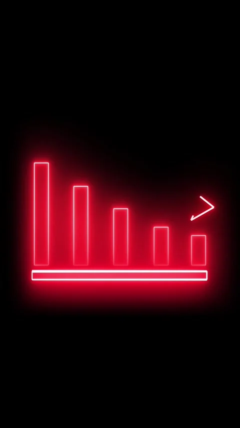 Glowing crypto growth graph animation in neon style vertical video. Neon re.. Stock Footage 314932412