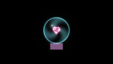 Glowing crystal ball with heart shape inside on dark Stock Footage 338332515