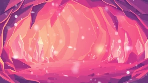 Glowing Crystal Cave: A Warm Pink and Purple Animated Backdrop for Fantasy and Stock Footage 307471955
