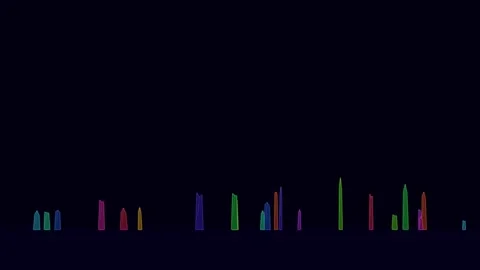 Glowing Crystal Formations in Dark Forest Aerial View Animation Stock Footage 340364709