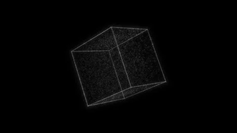 Glowing cube HUD element. Container with particles. Plexus style. Stock Illustration