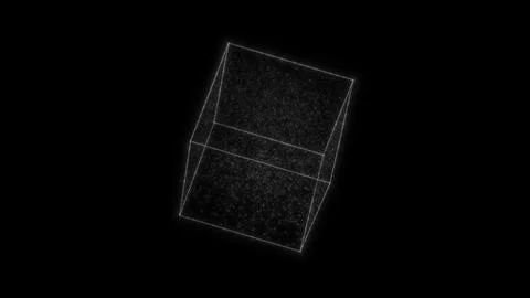 Glowing cube HUD element. Container with particles. Plexus style. Stock Illustration