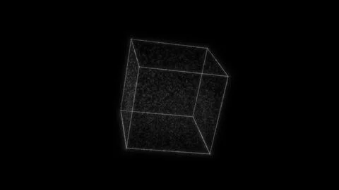Glowing cube HUD element. Container with particles. Plexus style. Stock Illustration