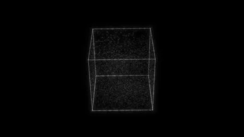 Glowing cube HUD element. Container with particles. Plexus style. Stock Illustration