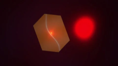 Glowing cube with laser beam and red light. Stock Footage 336230412