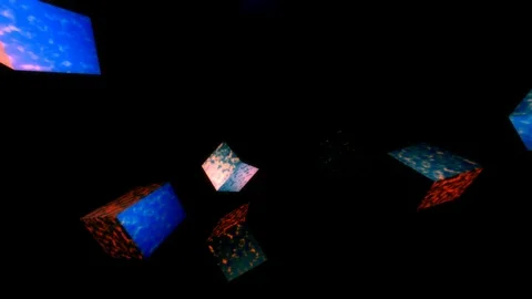 Glowing cube orbit Stock Footage 97169829