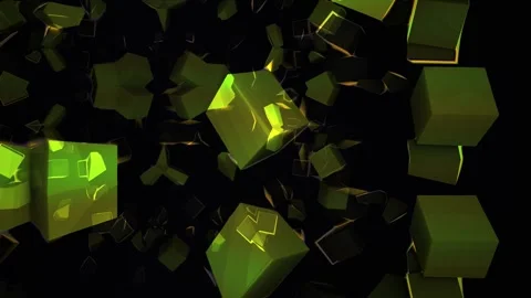 Glowing Cubes in Dark Space Animation. Stock Footage 334187765