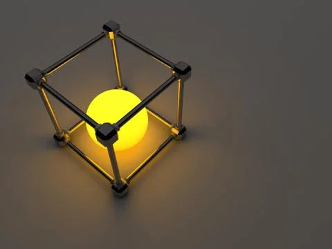 Glowing cubes of fluorescent tubes. Abstract composition of geometric processing Illustrazione stock