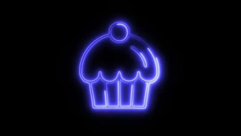 Glowing Cupcake Icon in HD Video Neon Animation 库存影片 304556344