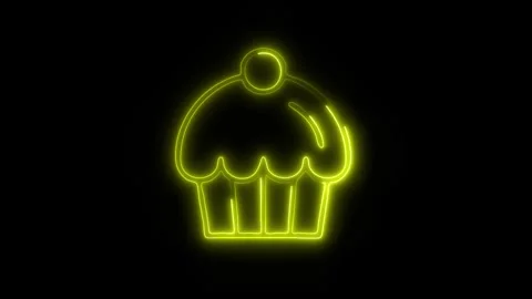 Glowing Cupcake Icon in HD Video Neon Animation 库存影片 304556349