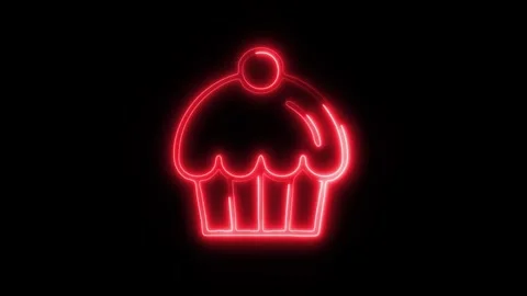 Glowing Cupcake Icon in HD Video Neon Animation 스톡 동영상 304556350
