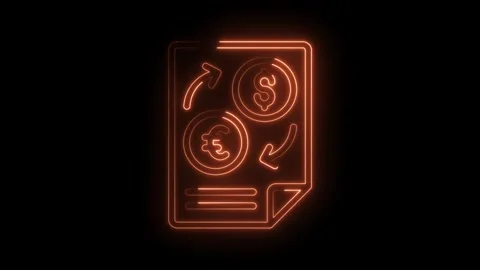 Glowing currency exchange document animation dollar to euro conversion icon Stock Footage 322983519