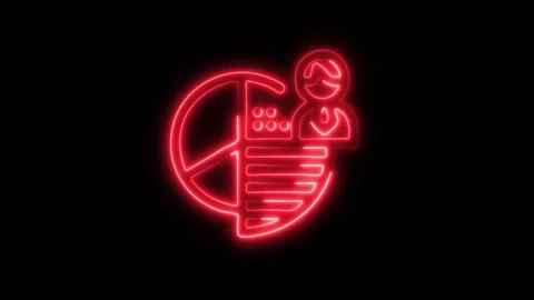 Glowing Customer Segmentation Icon in HD Video Neon Animation Stock Footage 304555134