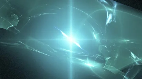 Glowing Cyan Abstract Light Waves and Energy on Dark Background Stock Footage 345970071