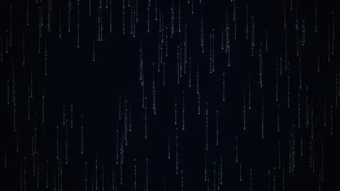 Glowing cyan and blue binary code streams cascading vertically down a dark .. Stock Illustration