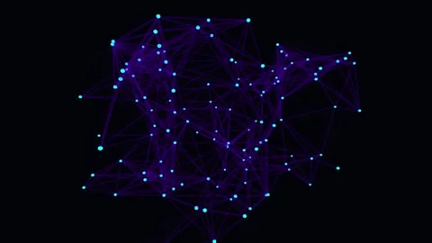 Glowing cyan and purple plexus network of connected lines and dots, abstrac.. Stock Footage 342338075
