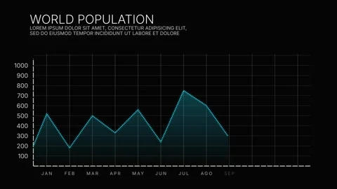 Glowing cyan area chart drawing on monthly grid with black background Vídeo Stock 347368249