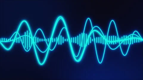 Glowing Cyan Audio Waves and Equalizer on Dark Blue Background Stock Footage 329783516