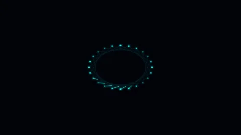 Glowing cyan blue circular light ring formed by small dotted particles Video stock 338310679