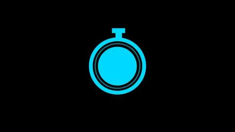 Glowing cyan blue circular timer button on dark background representing pro.. Stock Illustration