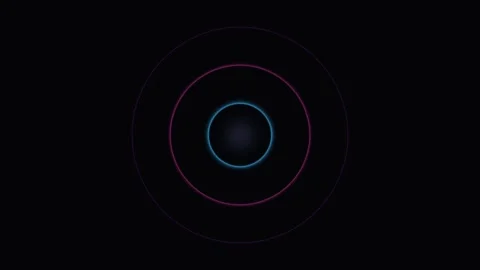 A glowing cyan circle centered against a deep black minimalist background 库存影片 335117640