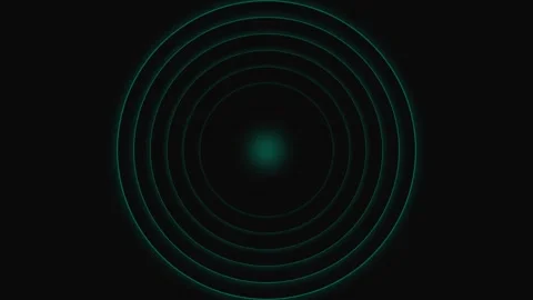 A glowing cyan circle pattern radiating from a central point on black backg.. Stock Footage 339616346