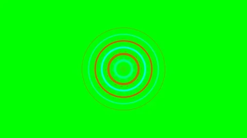 A glowing cyan circle pulsing rhythmically against a solid green background Video stock 340905079
