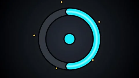 Glowing cyan circular loading animation with spinning progress bar and orbiting Stock Footage 338410369