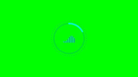 A glowing cyan circular loading animation isolated on a vibrant green backg.. Video stock 340904460