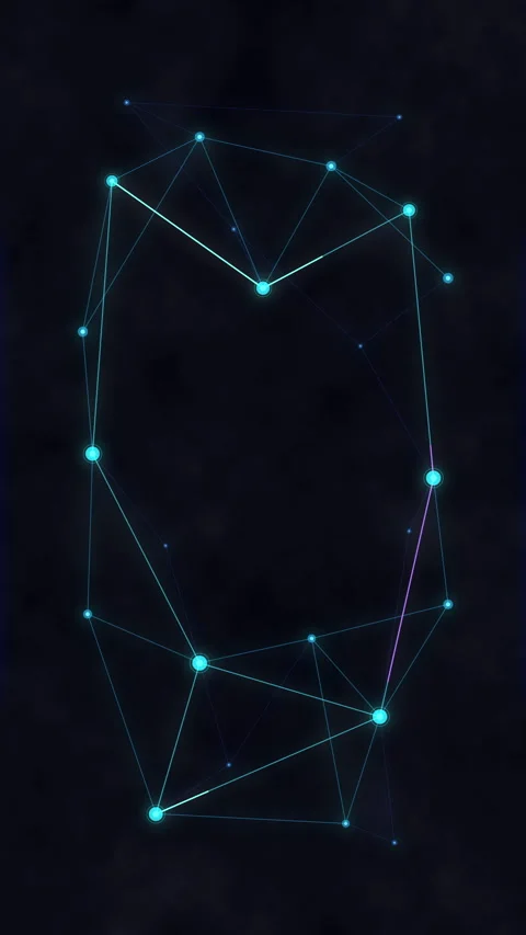 Glowing cyan constellation owl shape glowing star network animation Stock Footage 346738404