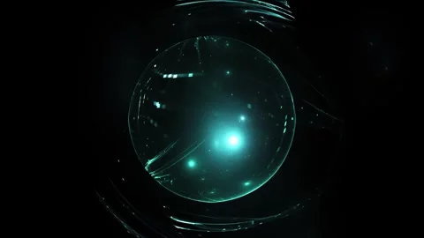 Glowing Cyan Crystal Sphere Abstract Energy Motion Loop Background Stock Footage 346155784